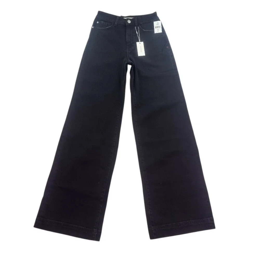 Warp + Weft NCE Nice Cote Wide Leg Black Jeans Size 24 NWT - Picture 15 of 16